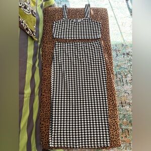 🆕SHEIN Houndstooth Skirt Set, Size Large